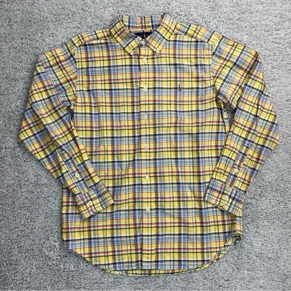 Ralph Lauren Shirt Boys 18 Classic Plaid Button Up Easter Holiday Party Pictures